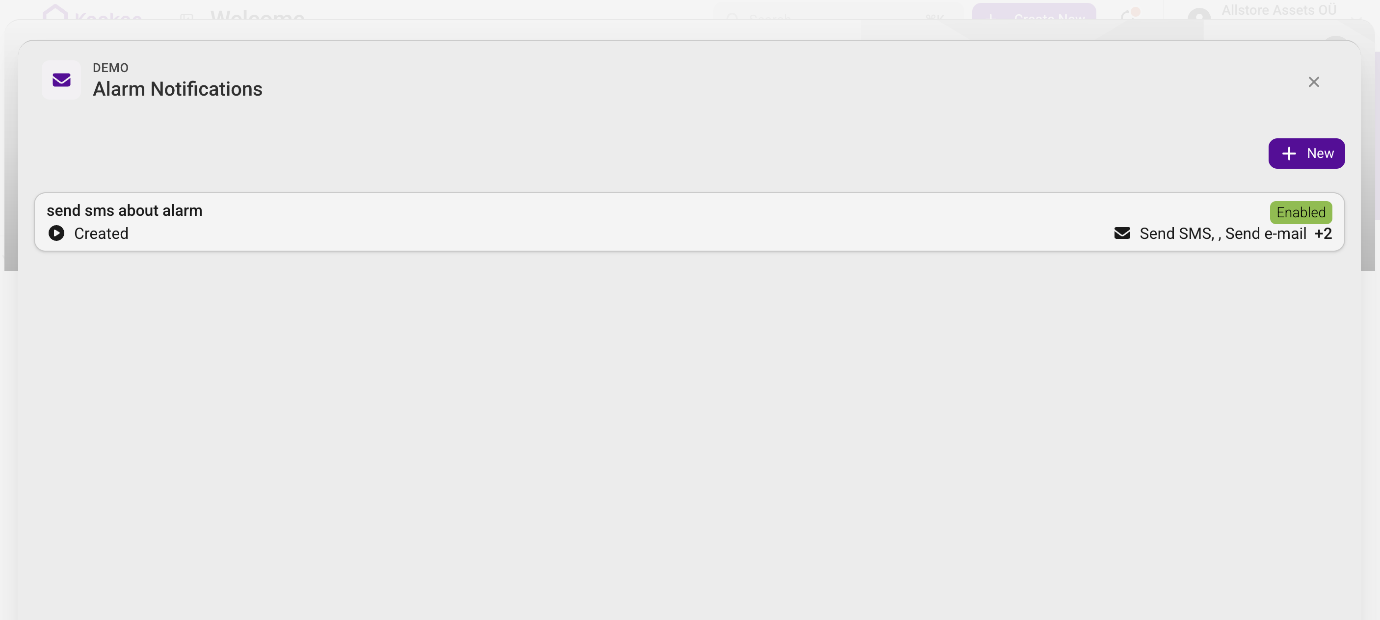 Alarm Notifications navigation placeholder
